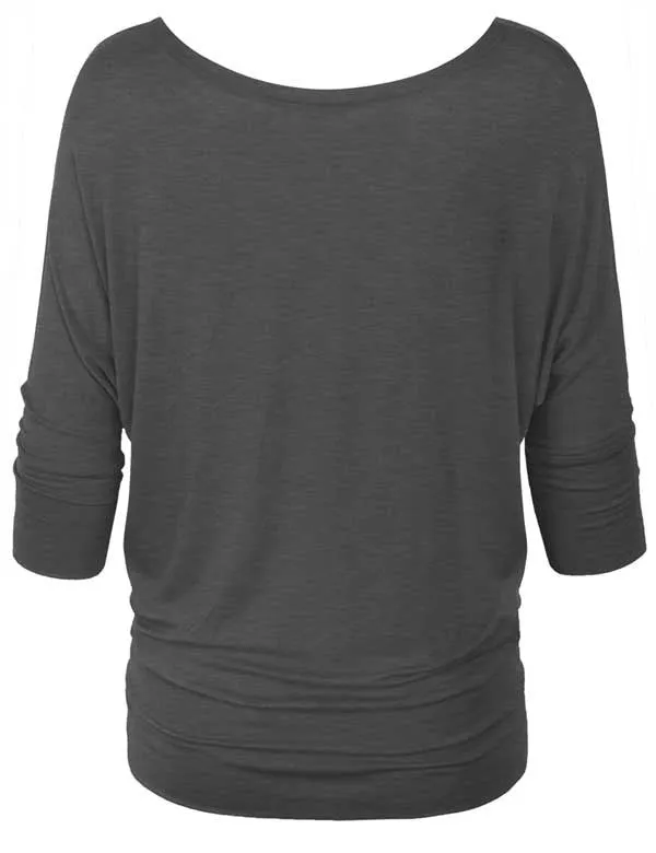 3/4 Sleeve Dolman Casual Loose Fit Drape Top T-Shirt (S-3X)