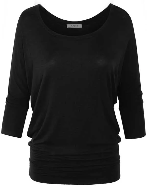 3/4 Sleeve Dolman Casual Loose Fit Drape Top T-Shirt (S-3X)