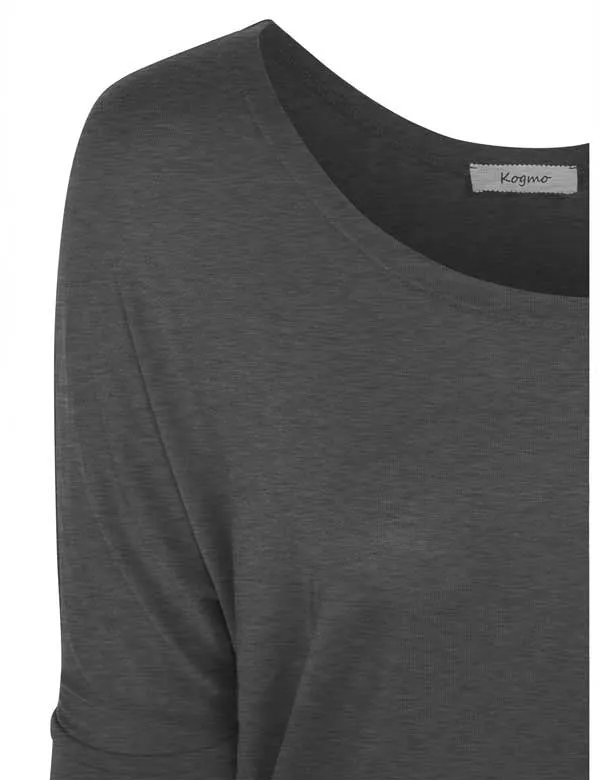 3/4 Sleeve Dolman Casual Loose Fit Drape Top T-Shirt (S-3X)