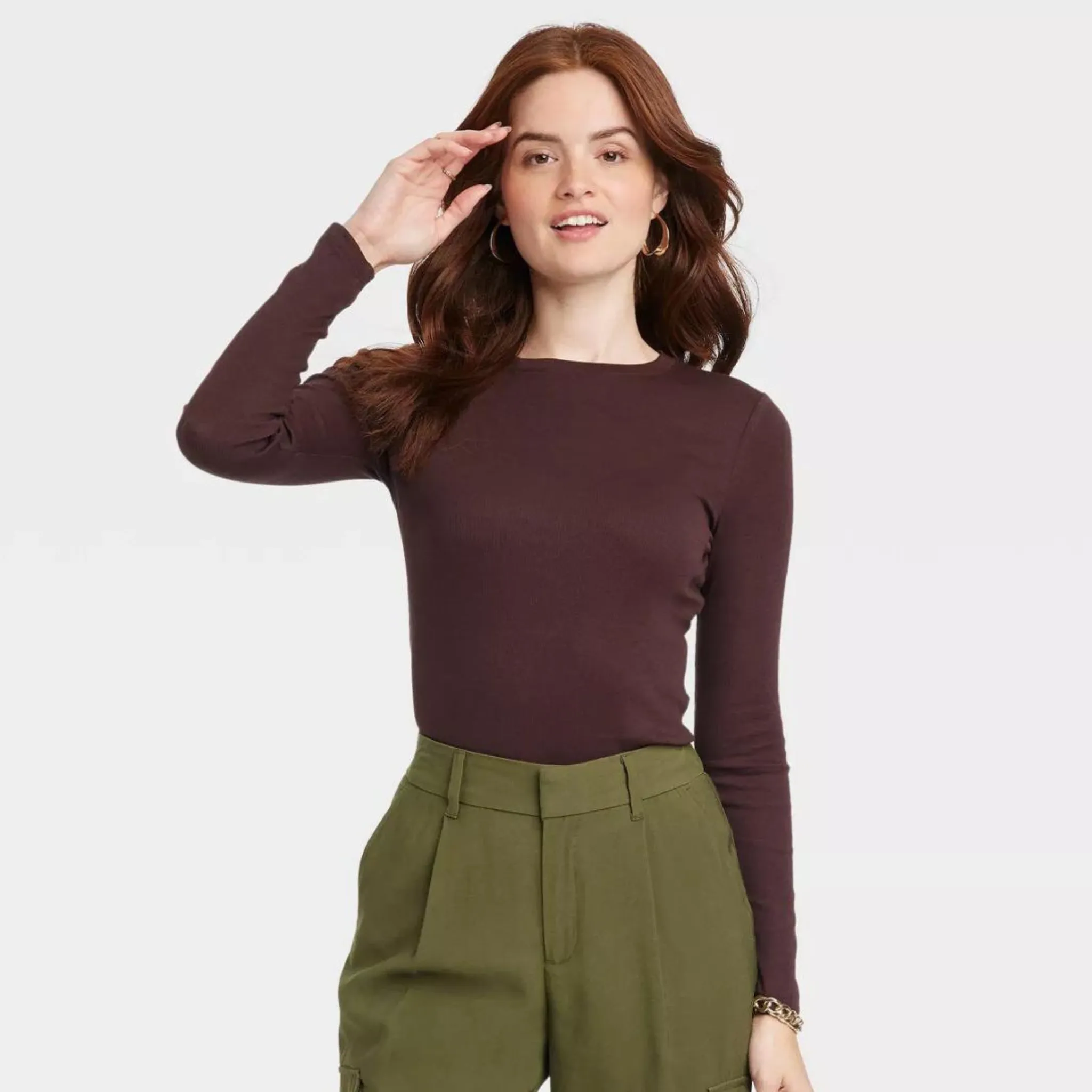 A New Day™ Long Sleeve Slim Fit Crewneck T-Shirt (12 COLORS)