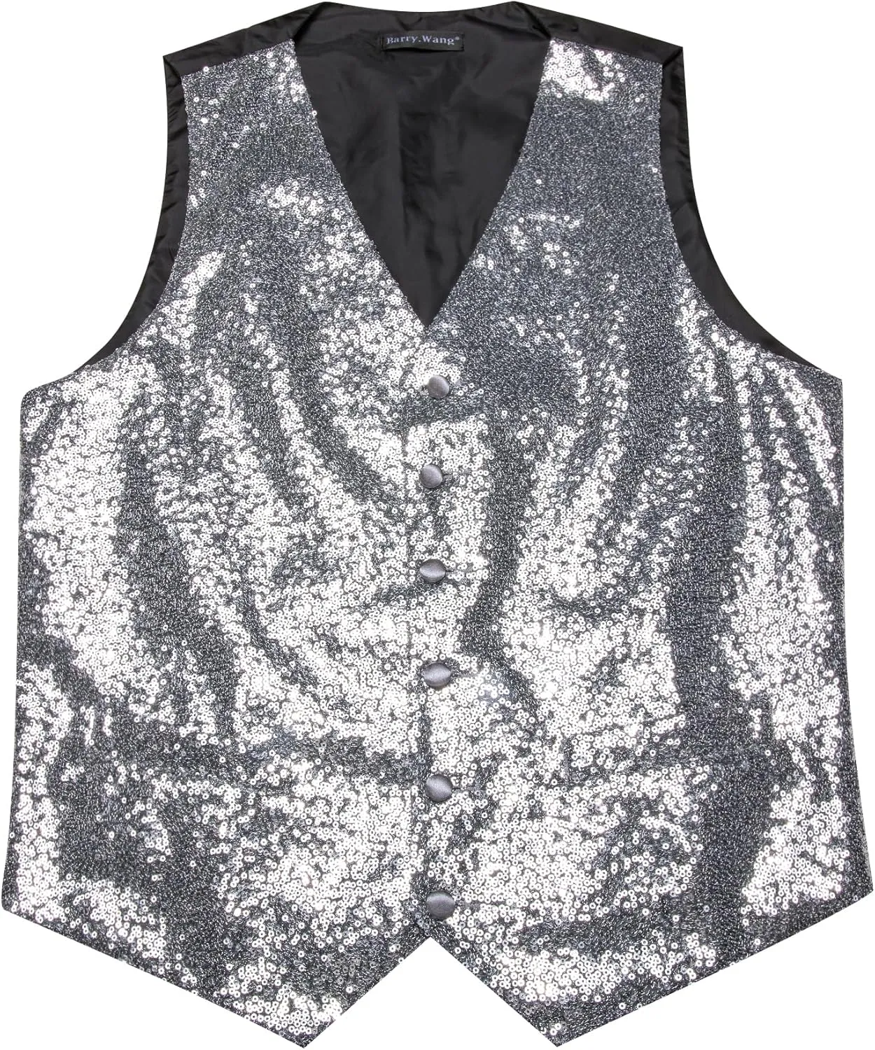 Barry.Wang Mens Sequins Vest Formal/Leisure V-neck Shiny Waistcoat Bowtie Set Prom Party Tuxedo