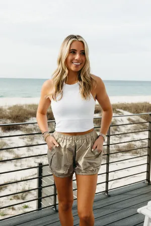 Bubbly Nylon Shorts - Rustic Gold