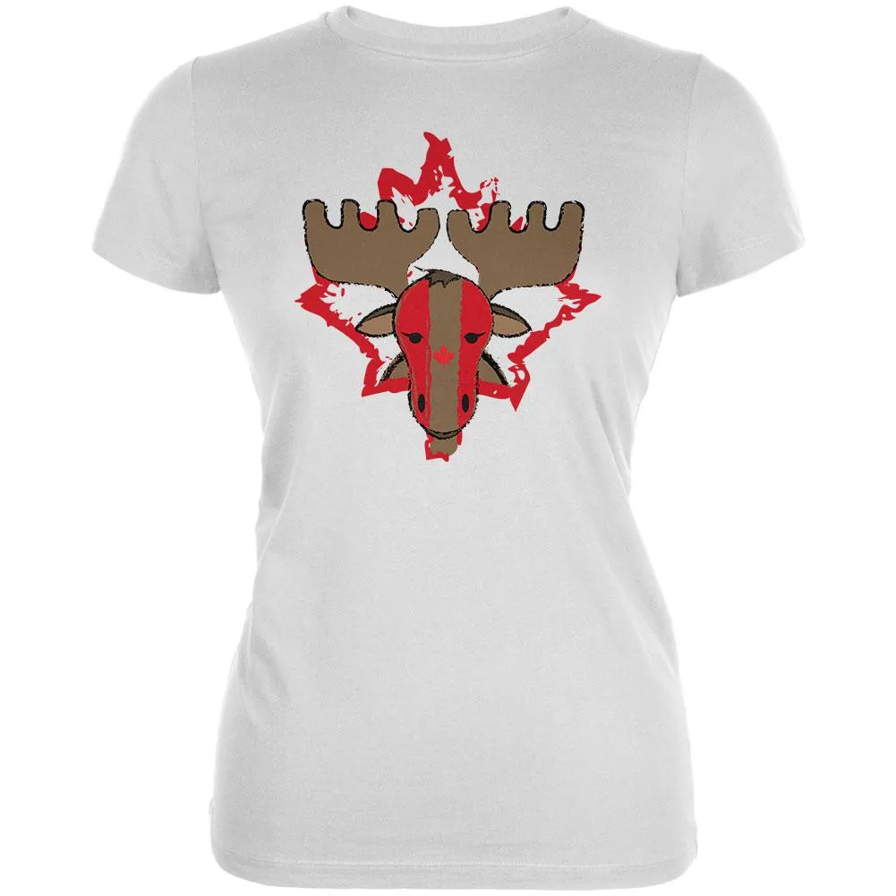 Canada Canadian Maple Leaf Moose Sports Paint Hockey Juniors Soft T Shirt