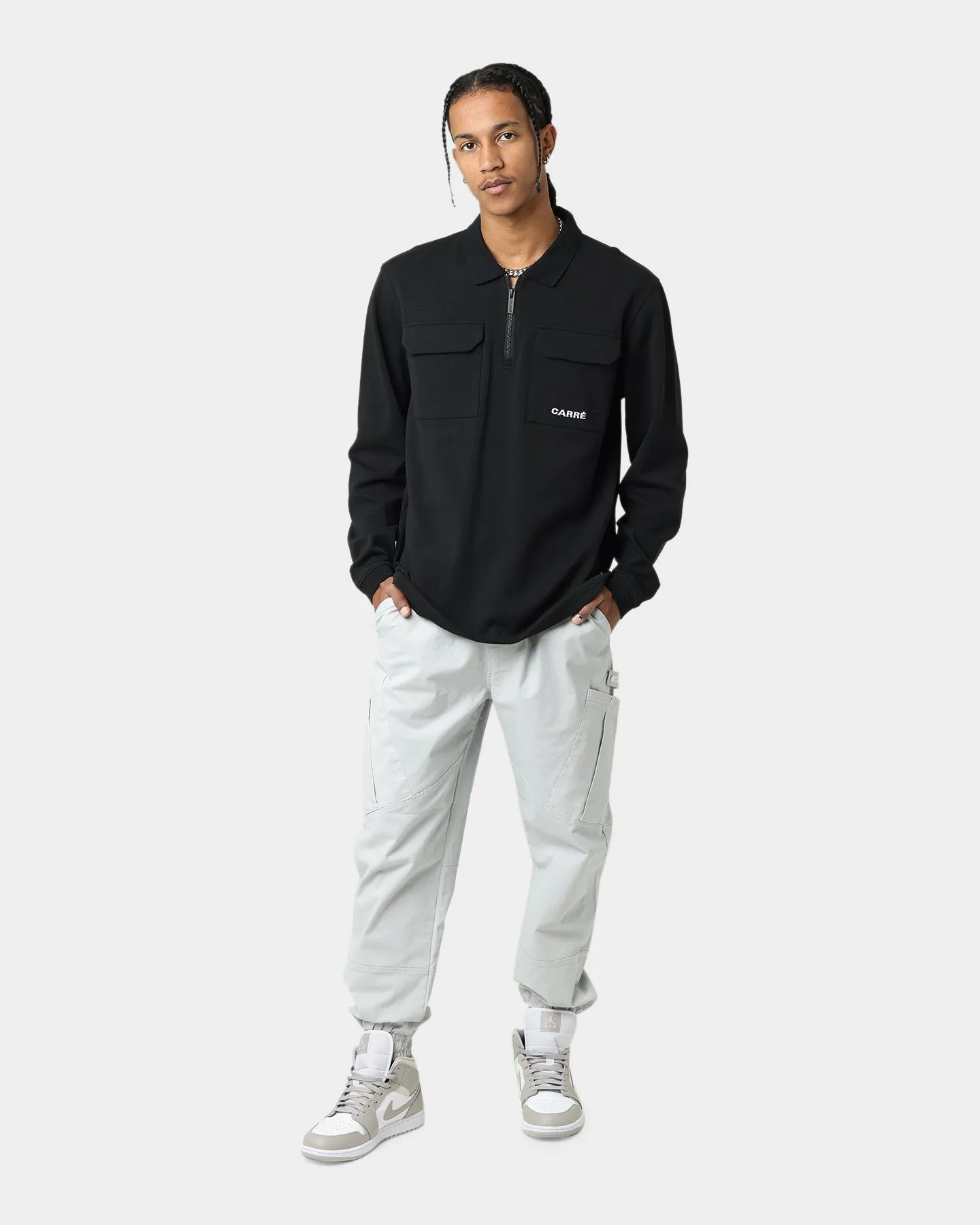 Carré Dominateur Cargo Long Sleeve Polo Shirt Black