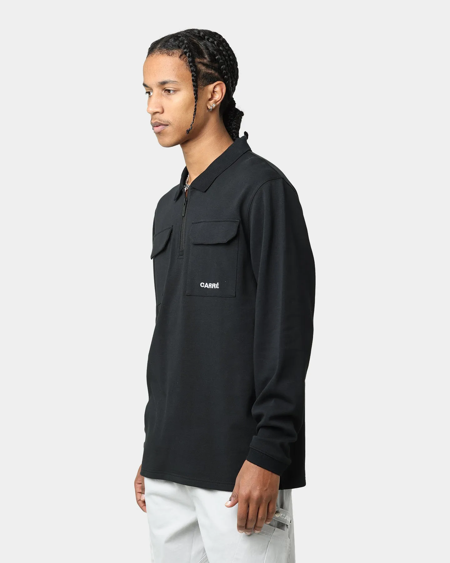 Carré Dominateur Cargo Long Sleeve Polo Shirt Black