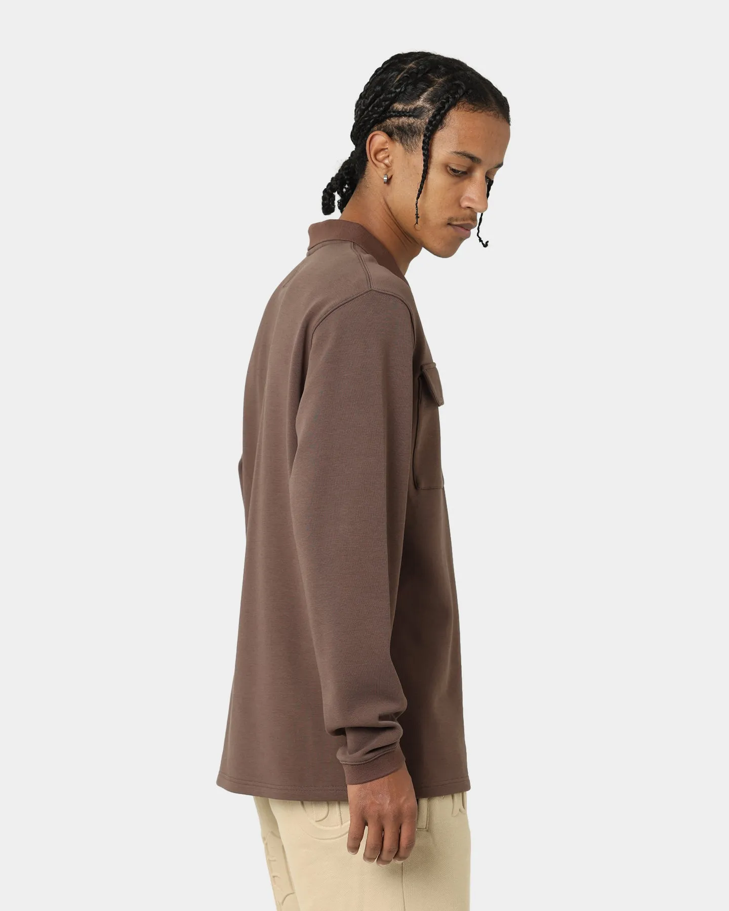 Carré Dominateur Cargo Long Sleeve Polo Shirt Brown