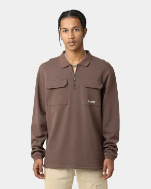 Carré Dominateur Cargo Long Sleeve Polo Shirt Brown