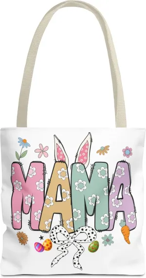 Christian Easter Day Mama Bunny Coquette Tote Bag for Women Casual Reusable Shoulder Shopping Grocery Bags for Mother's Day