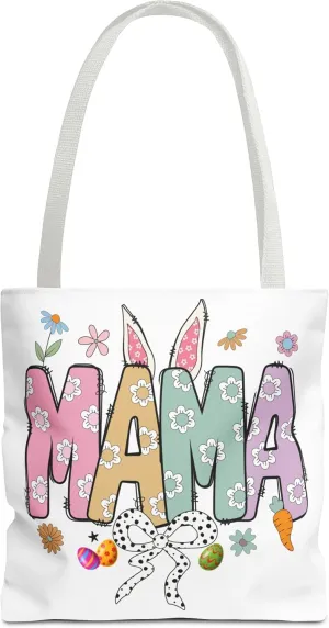 Christian Easter Day Mama Bunny Coquette Tote Bag for Women Casual Reusable Shoulder Shopping Grocery Bags for Mother's Day