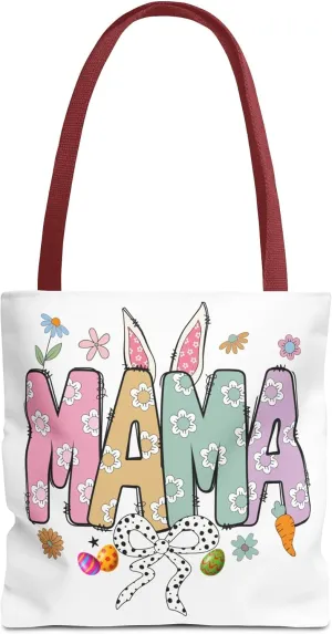 Christian Easter Day Mama Bunny Coquette Tote Bag for Women Casual Reusable Shoulder Shopping Grocery Bags for Mother's Day