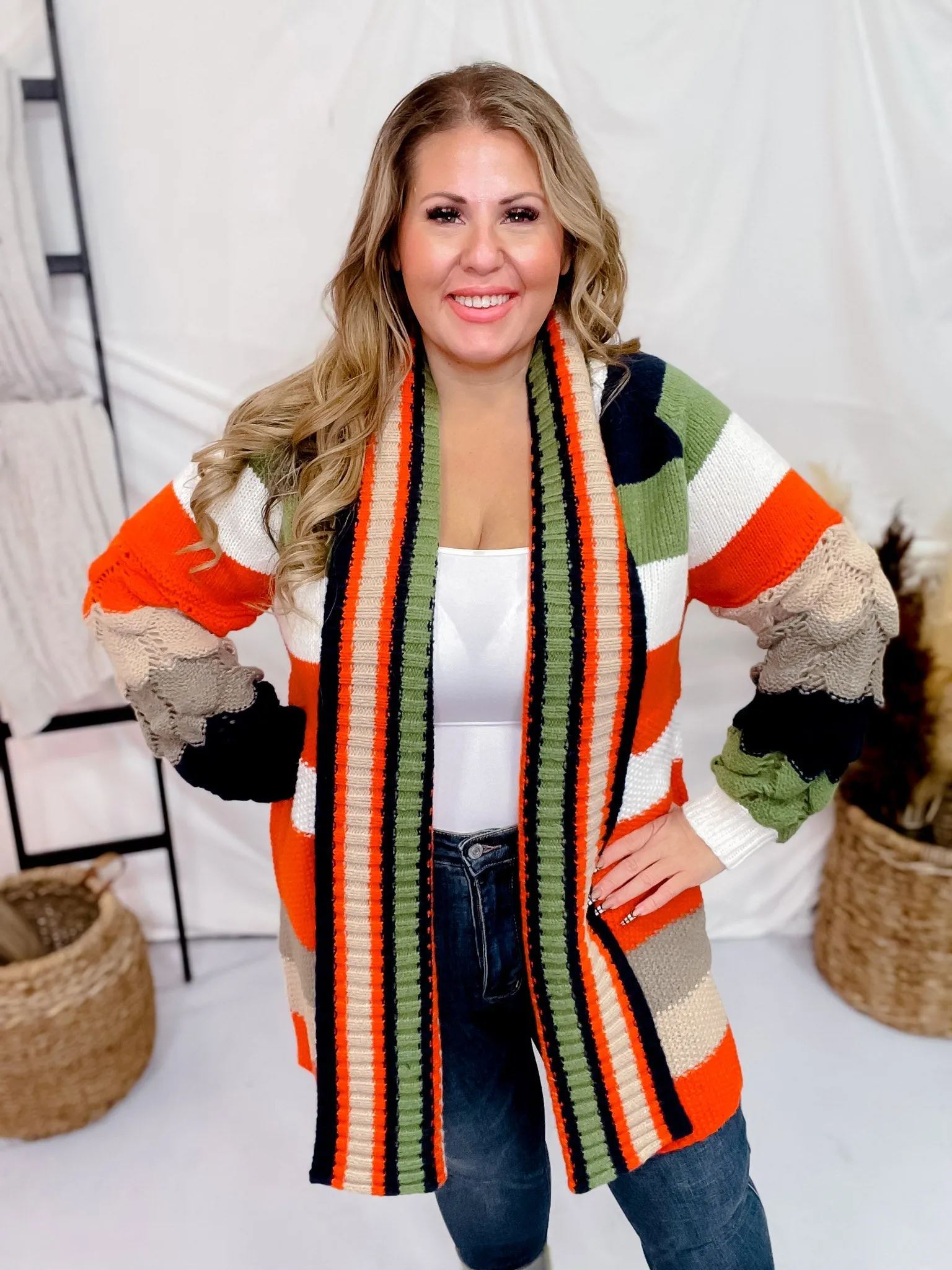 Chunky Color Block Knit Cardigan FINAL SALE