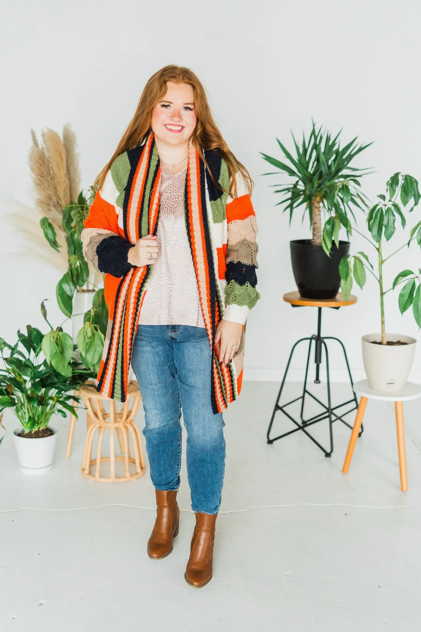 Chunky Color Block Knit Cardigan FINAL SALE