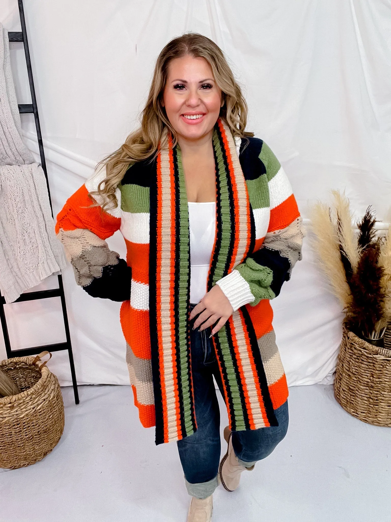 Chunky Color Block Knit Cardigan FINAL SALE