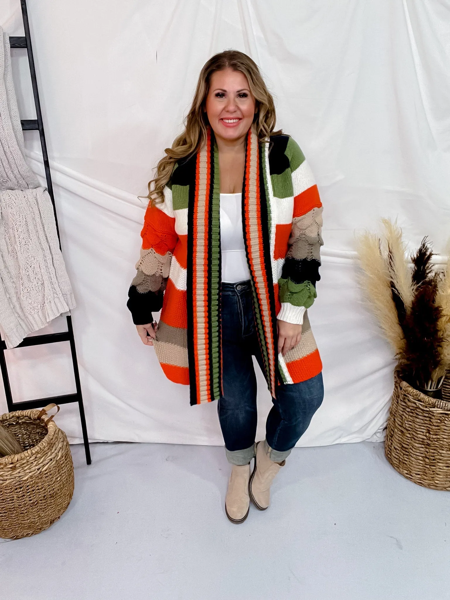 Chunky Color Block Knit Cardigan FINAL SALE