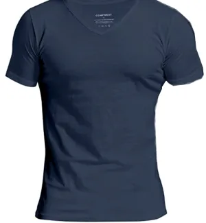Comfneat Men's Cotton Spandex Comfy Undershirts V-Neck T-Shirt (Black V-Neck, S)