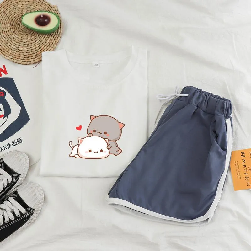 Cuddling Peach & Goma Tee and Shorts Sets
