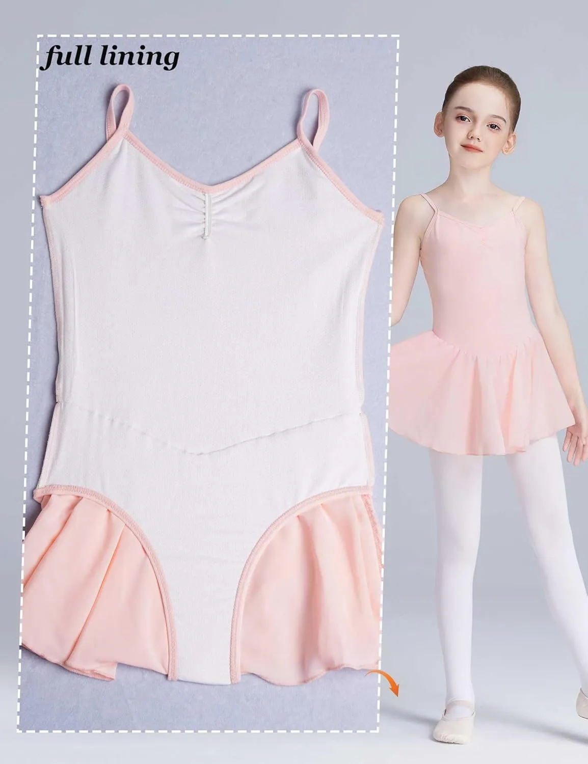 Daydance Skirted Leotards Girls Short Sleeve Leotard Dress for Ballet, Dance