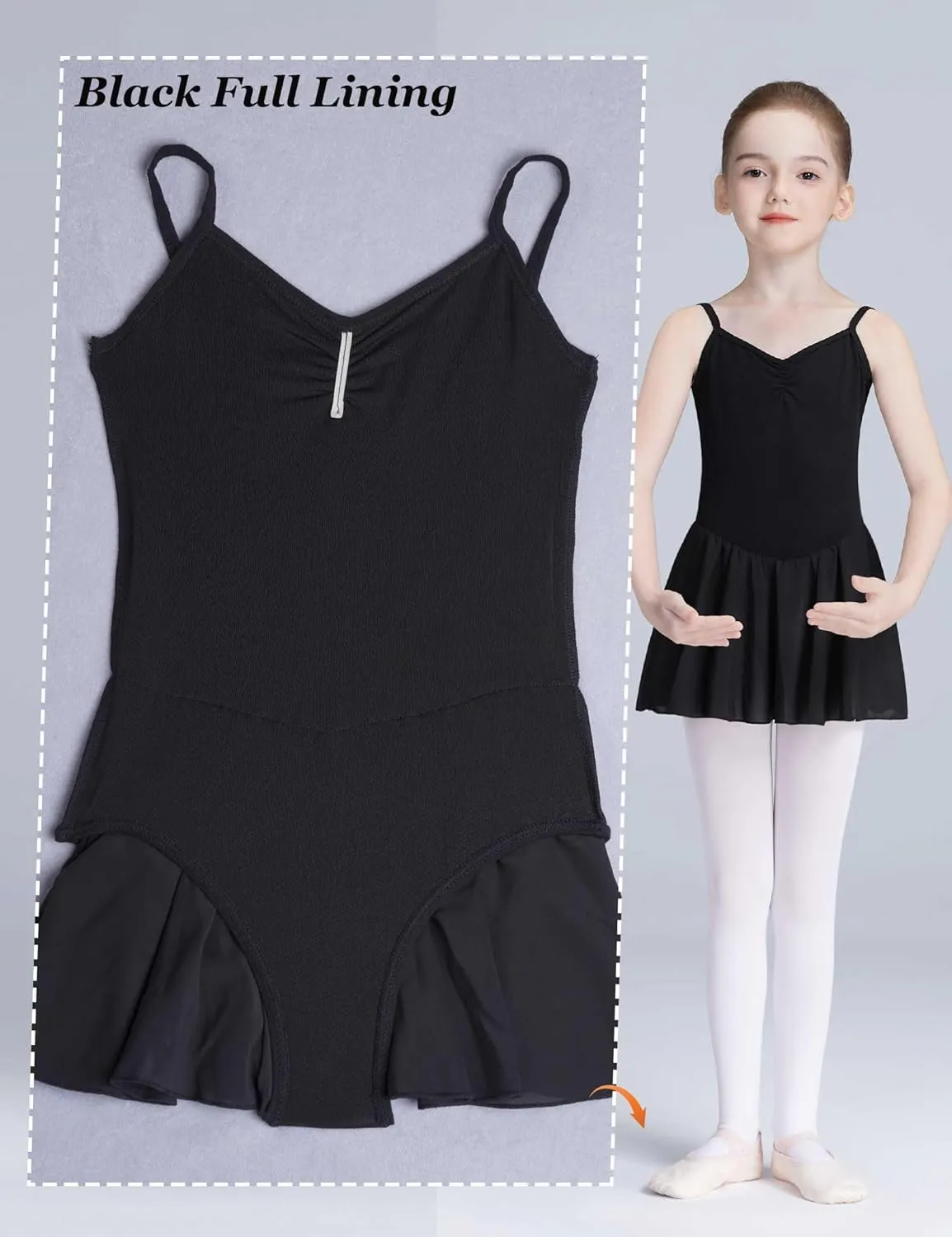 Daydance Skirted Leotards Girls Short Sleeve Leotard Dress for Ballet, Dance