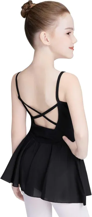 Daydance Skirted Leotards Girls Short Sleeve Leotard Dress for Ballet, Dance