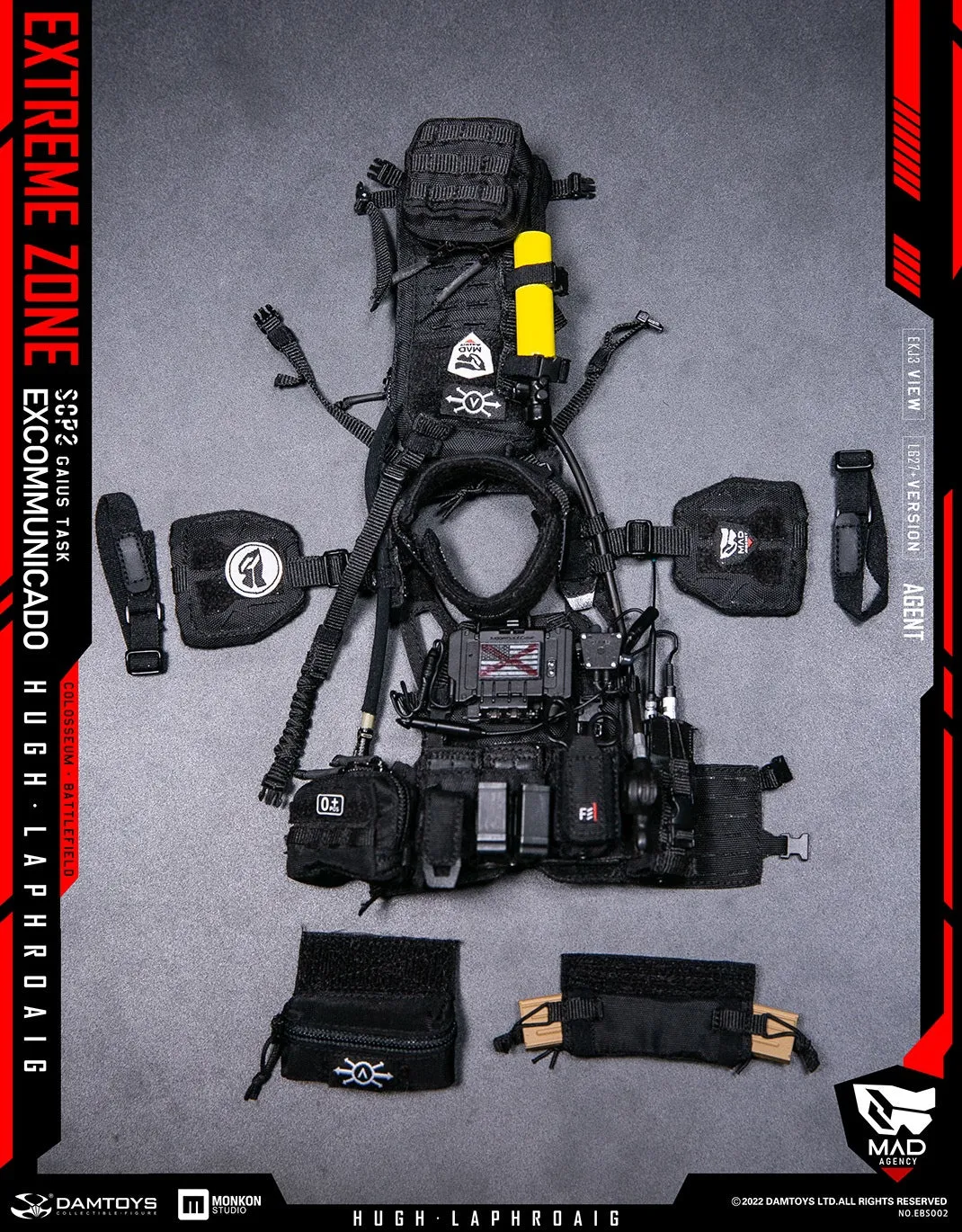 Extreme Zone Gaius Task - Black MOLLE Chest Rig w/Backpack & Pouches