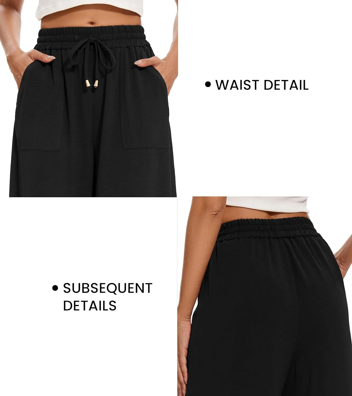 FUNYYZO 2025 Women Palazzo Pants High Waist Casual Wide Leg Long Lounge Pull On Trousers with Pocket