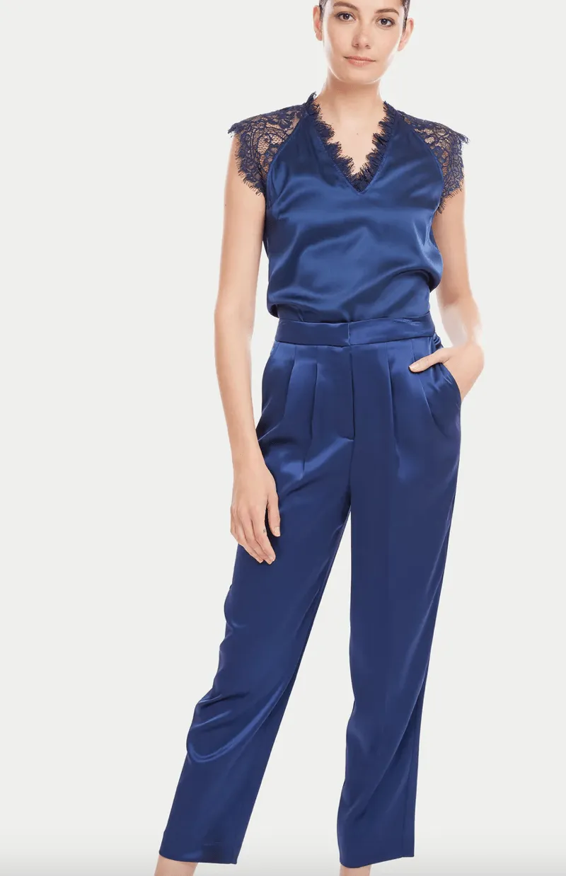 Generation Love Portia Satin Pants in Navy