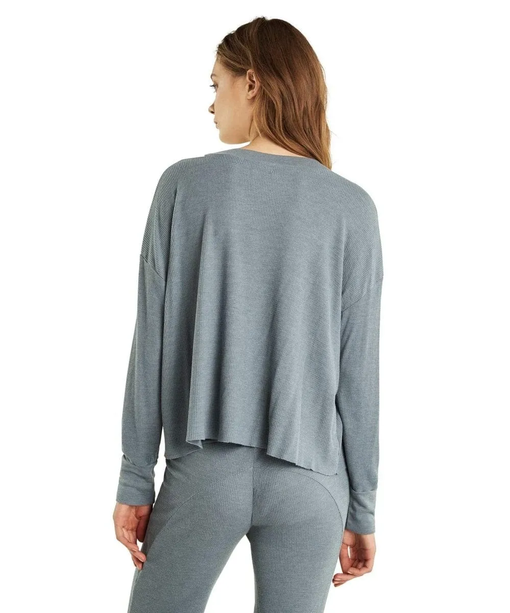 Haley Long Sleeve Thermal Top, Blue