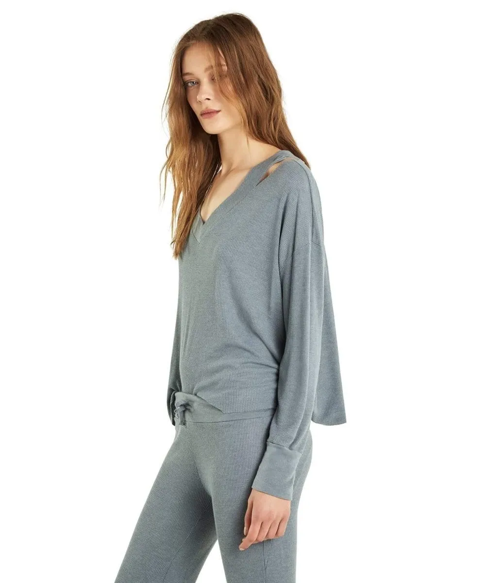 Haley Long Sleeve Thermal Top, Blue