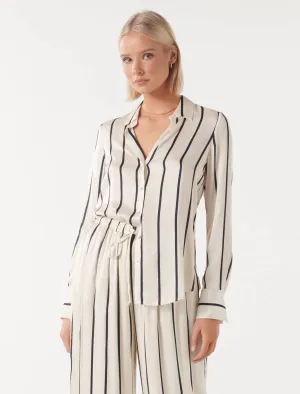 Harvey Notched Neck Satin Shirt