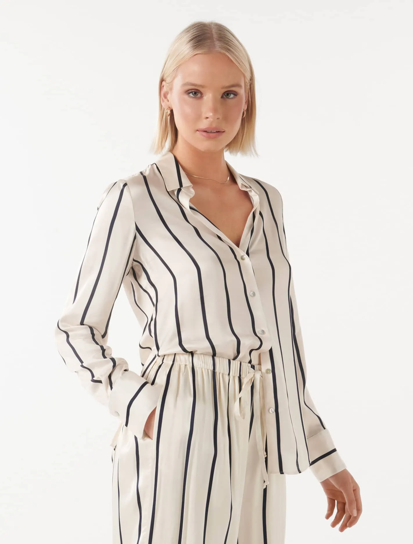 Harvey Notched Neck Satin Shirt