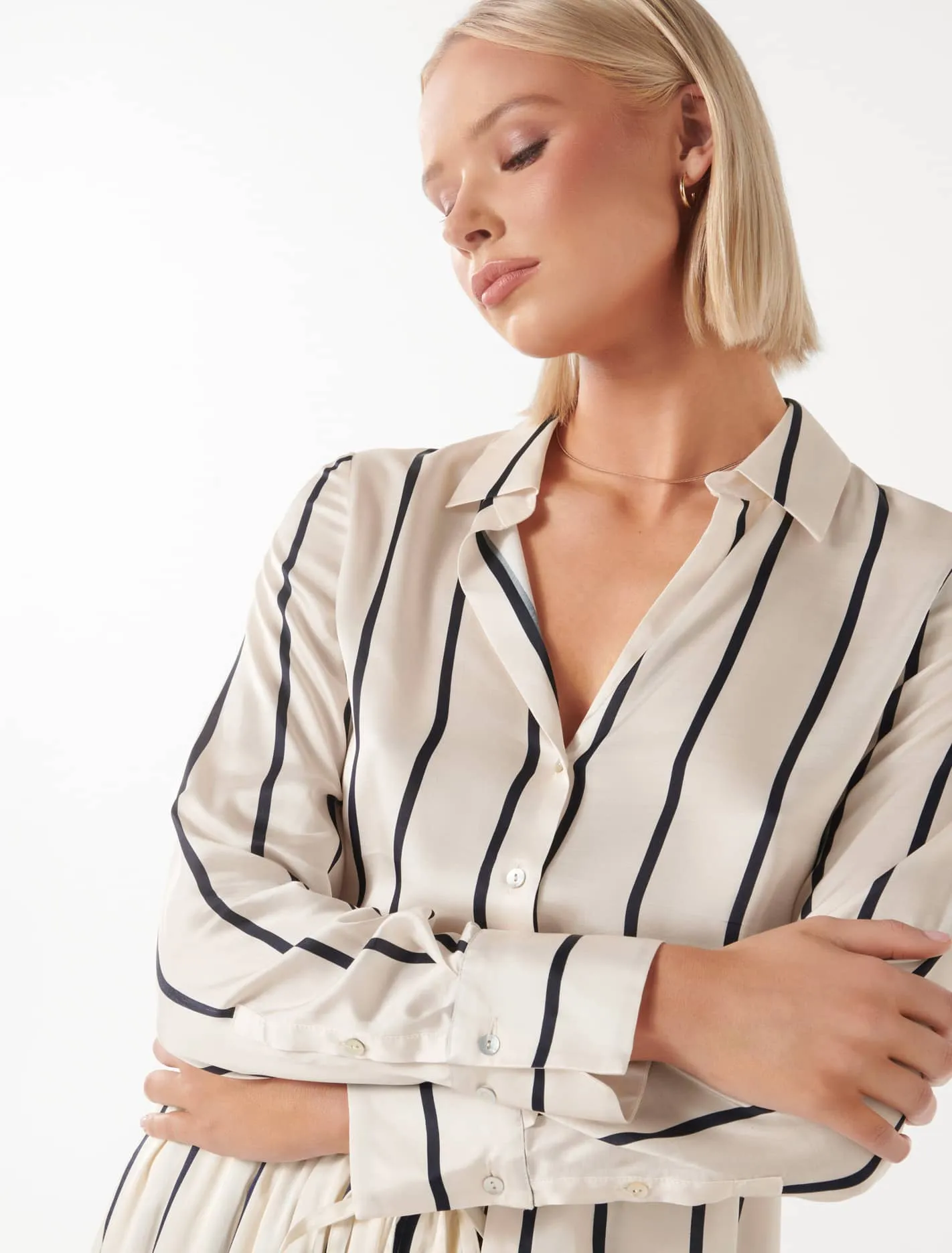 Harvey Notched Neck Satin Shirt
