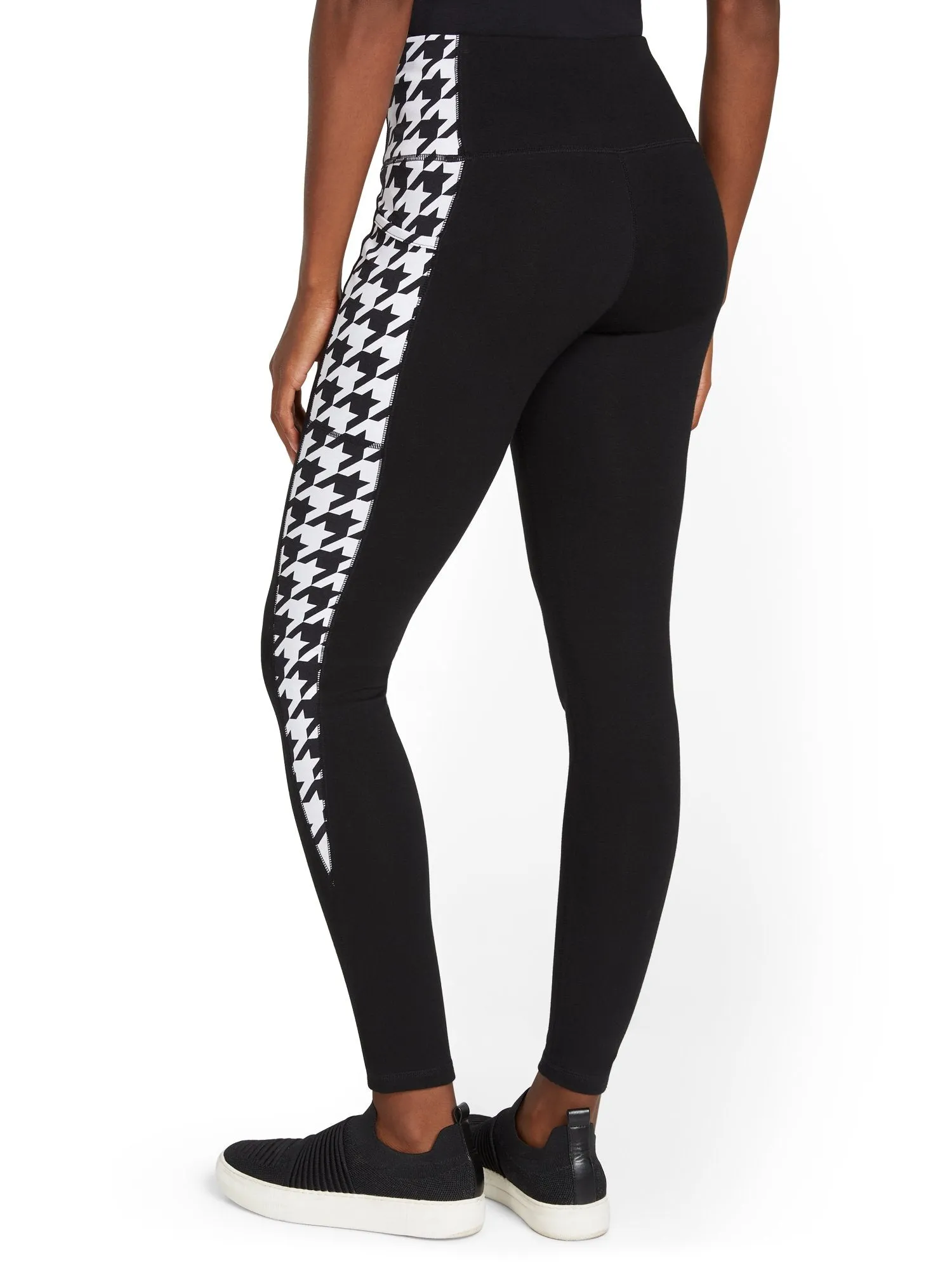 High-Waisted Houndstooth Panel Pocket Legging