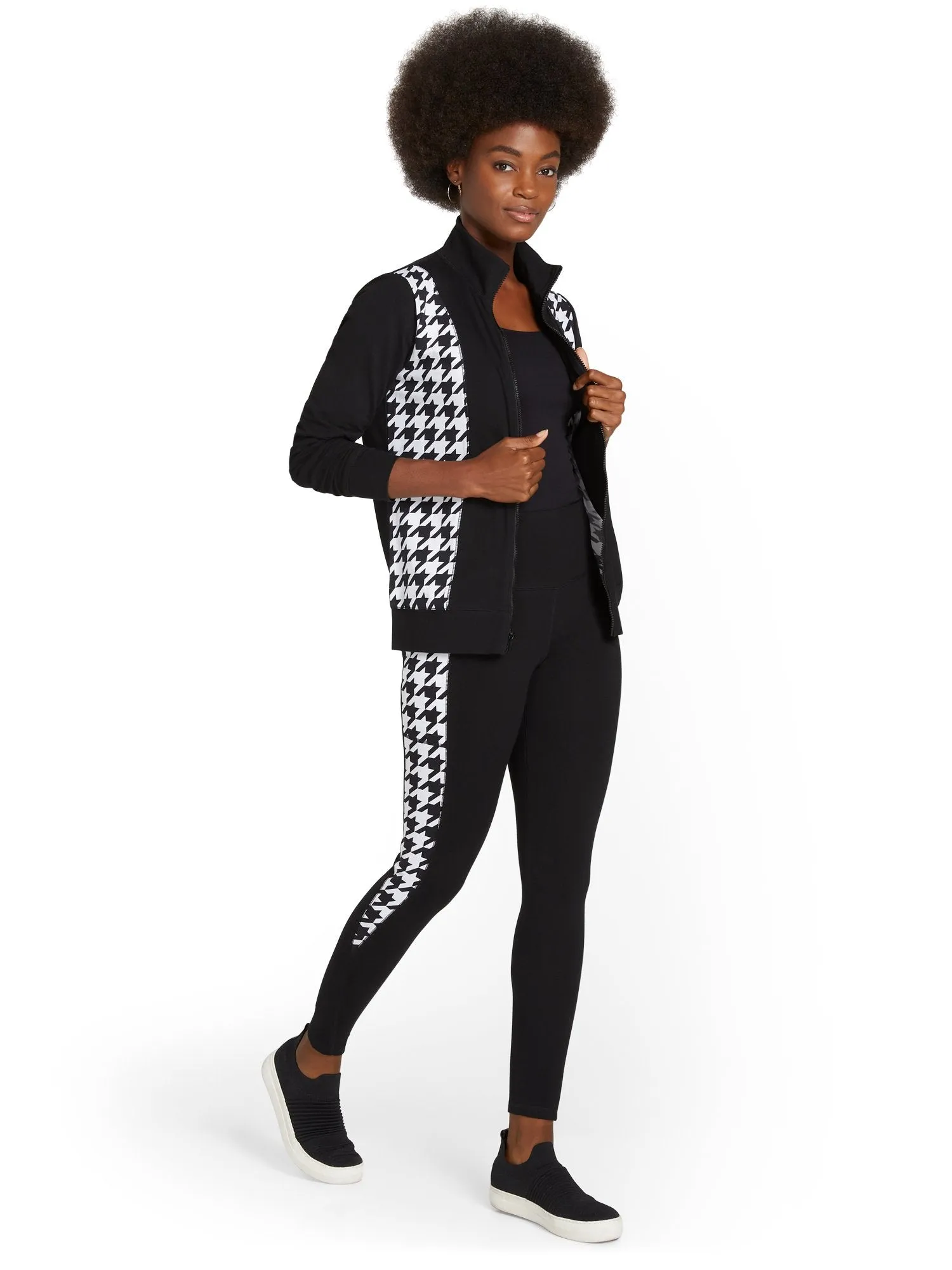 High-Waisted Houndstooth Panel Pocket Legging
