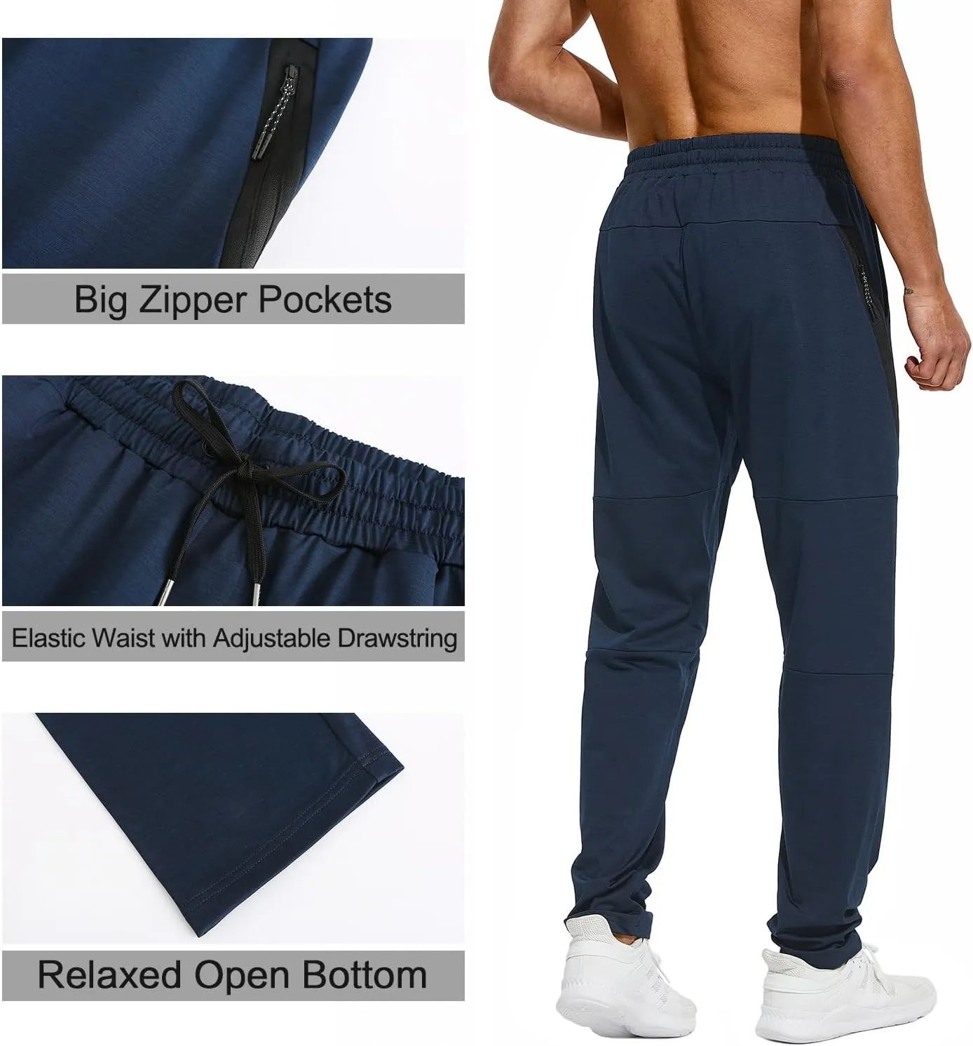HODOSPORTS 32"/34"/36"/38"/40" Inseam Tall Mens Sweatpants Zipper Pocket Extra Tall Joggers Workout Pants
