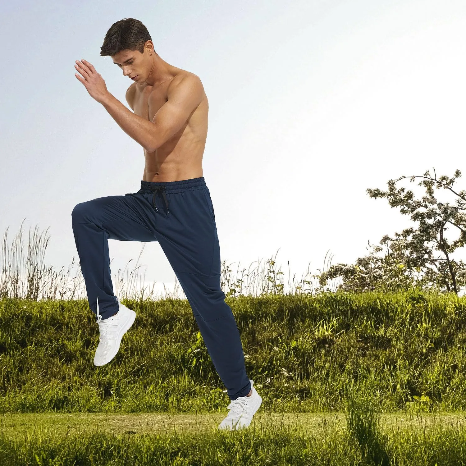 HODOSPORTS 32"/34"/36"/38"/40" Inseam Tall Mens Sweatpants Zipper Pocket Extra Tall Joggers Workout Pants