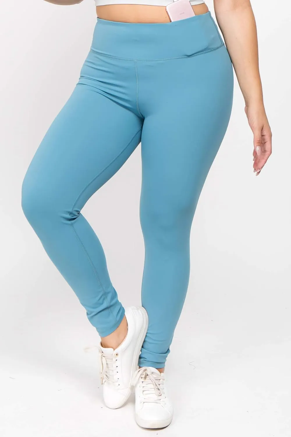 ICONOFLASH Women's Active Tummy Control High Waist Leggings - Yoga Workout Pants with Phone Pocket - Plus Size Options