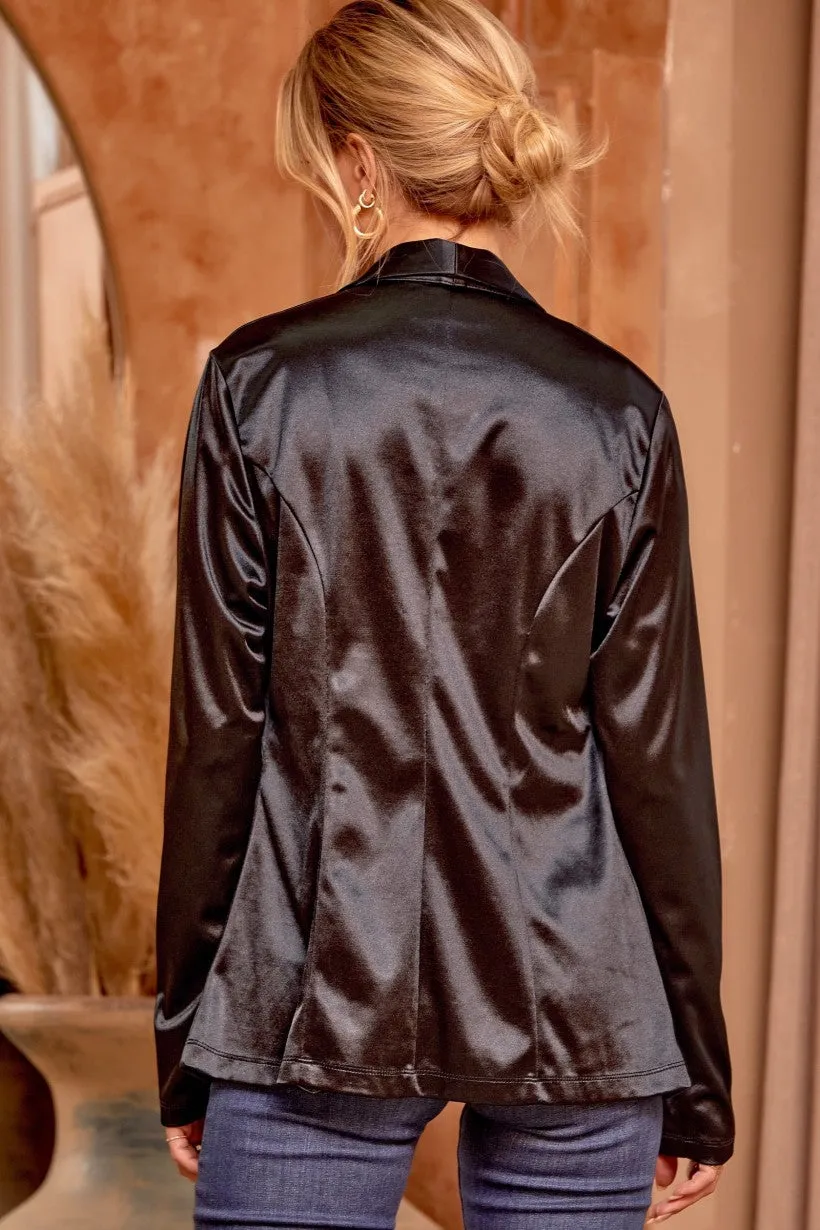 Keep the Faith Satin Blazer - Black