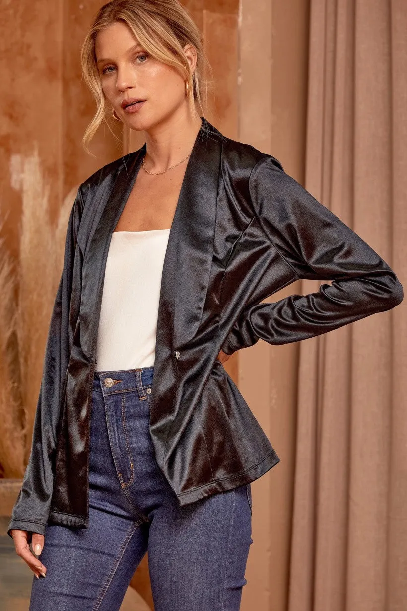 Keep the Faith Satin Blazer - Black