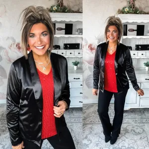 Keep the Faith Satin Blazer - Black