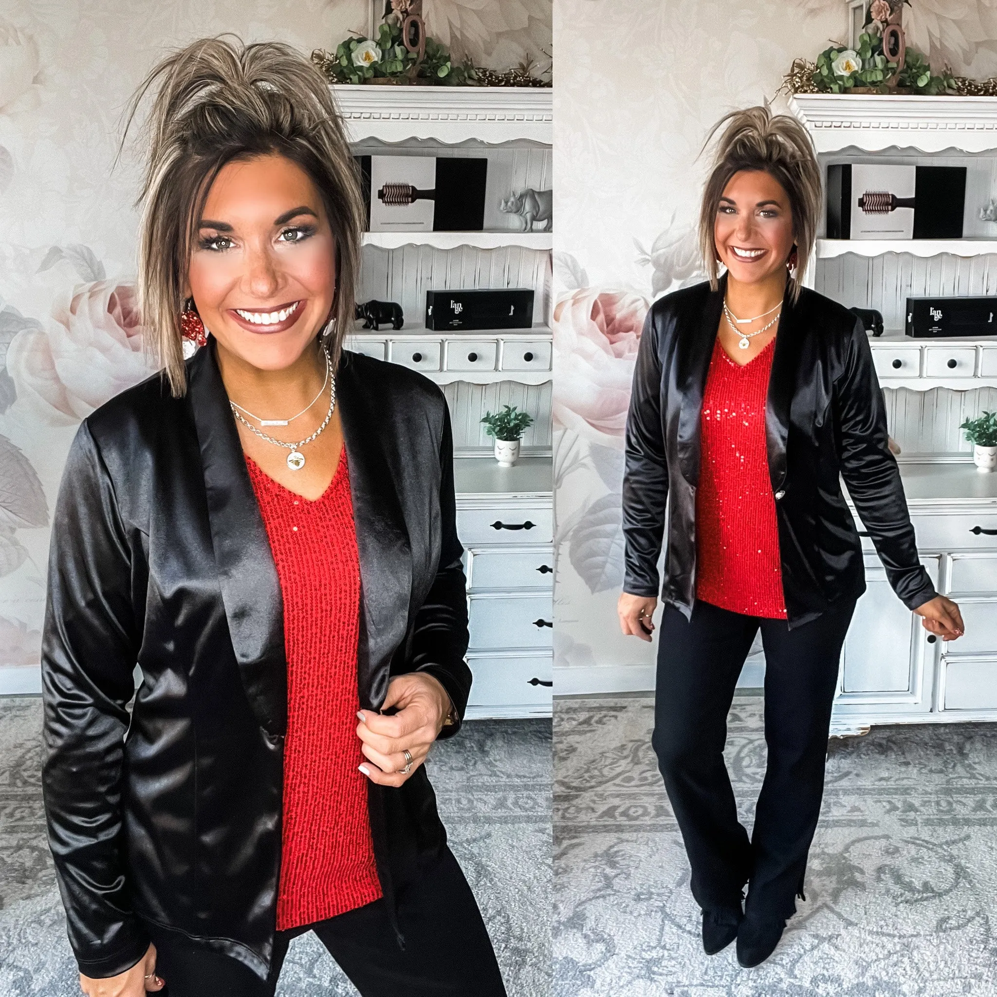 Keep the Faith Satin Blazer - Black