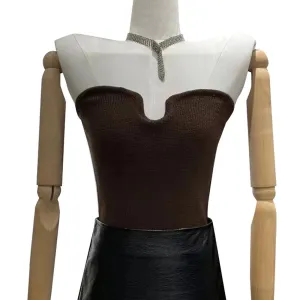 Knitting Tank Tops For Women Strapless Sleeveless Solid Minimalist Fashion Vests Female Summer Clothing Clothes