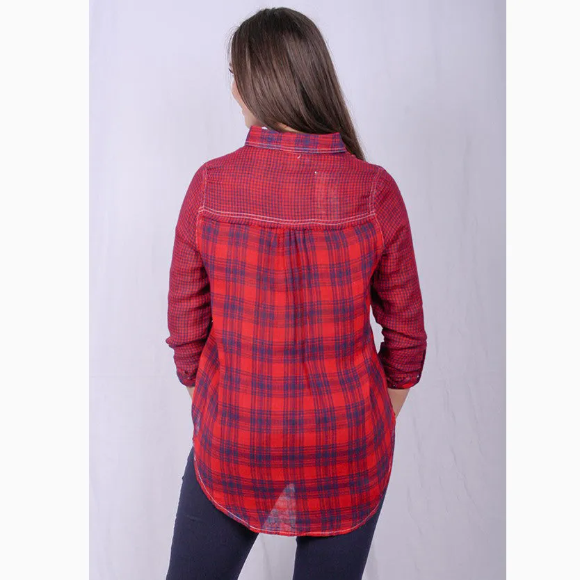 Lady's World Women's Plaid Aztec Long Sleeve