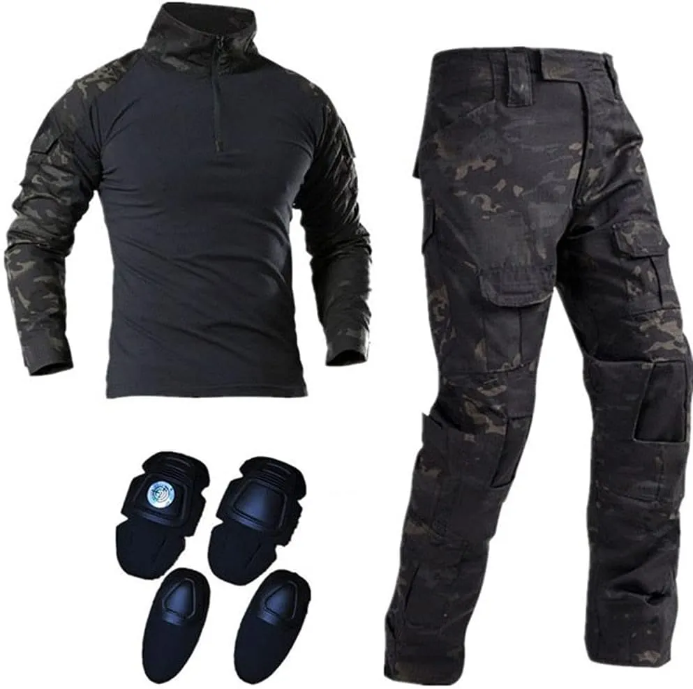 Lilychan Mens Tactical Military Suits Long Sleeve Rip-Stop Uniforms Combat Shirt and Pants Elbow Knee Pads