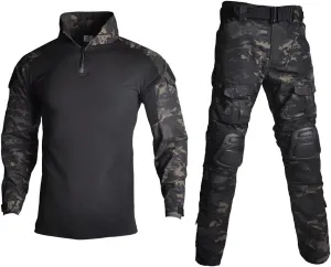 Lilychan Mens Tactical Military Suits Long Sleeve Rip-Stop Uniforms Combat Shirt and Pants Elbow Knee Pads
