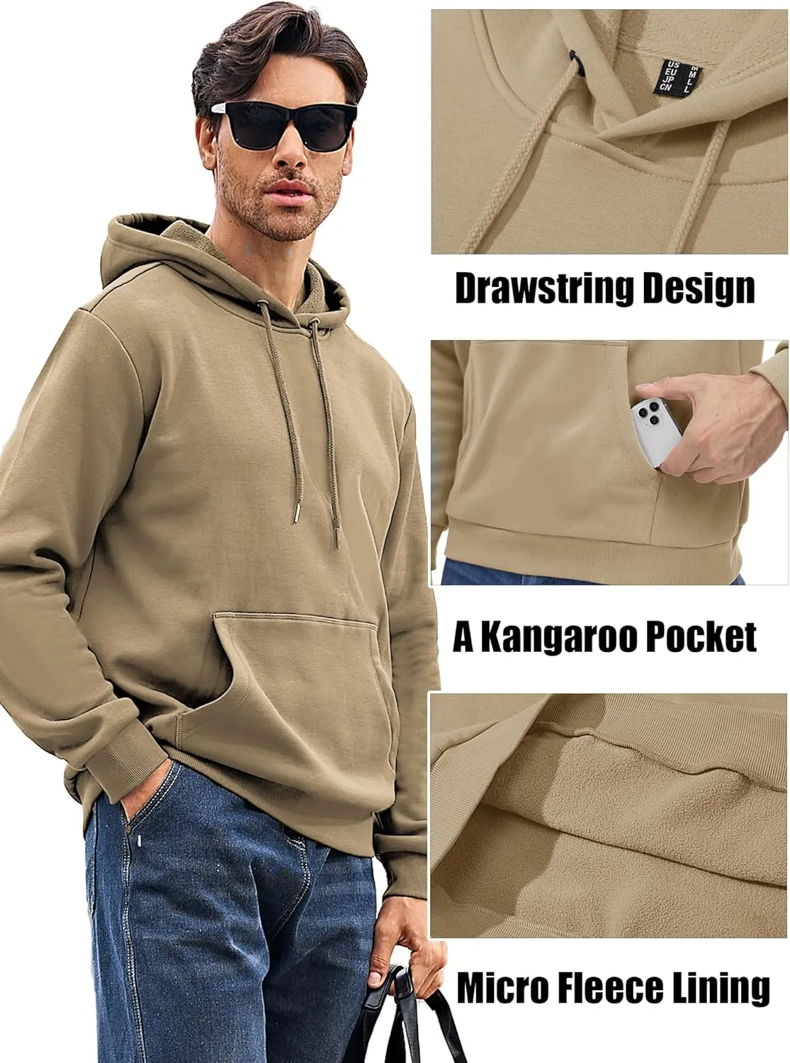 MAGCOMSEN Men's Active Hoodies Fleece Lined Sweatshirts Casual Athletic Workout Pullover With Kangaroo Pocket