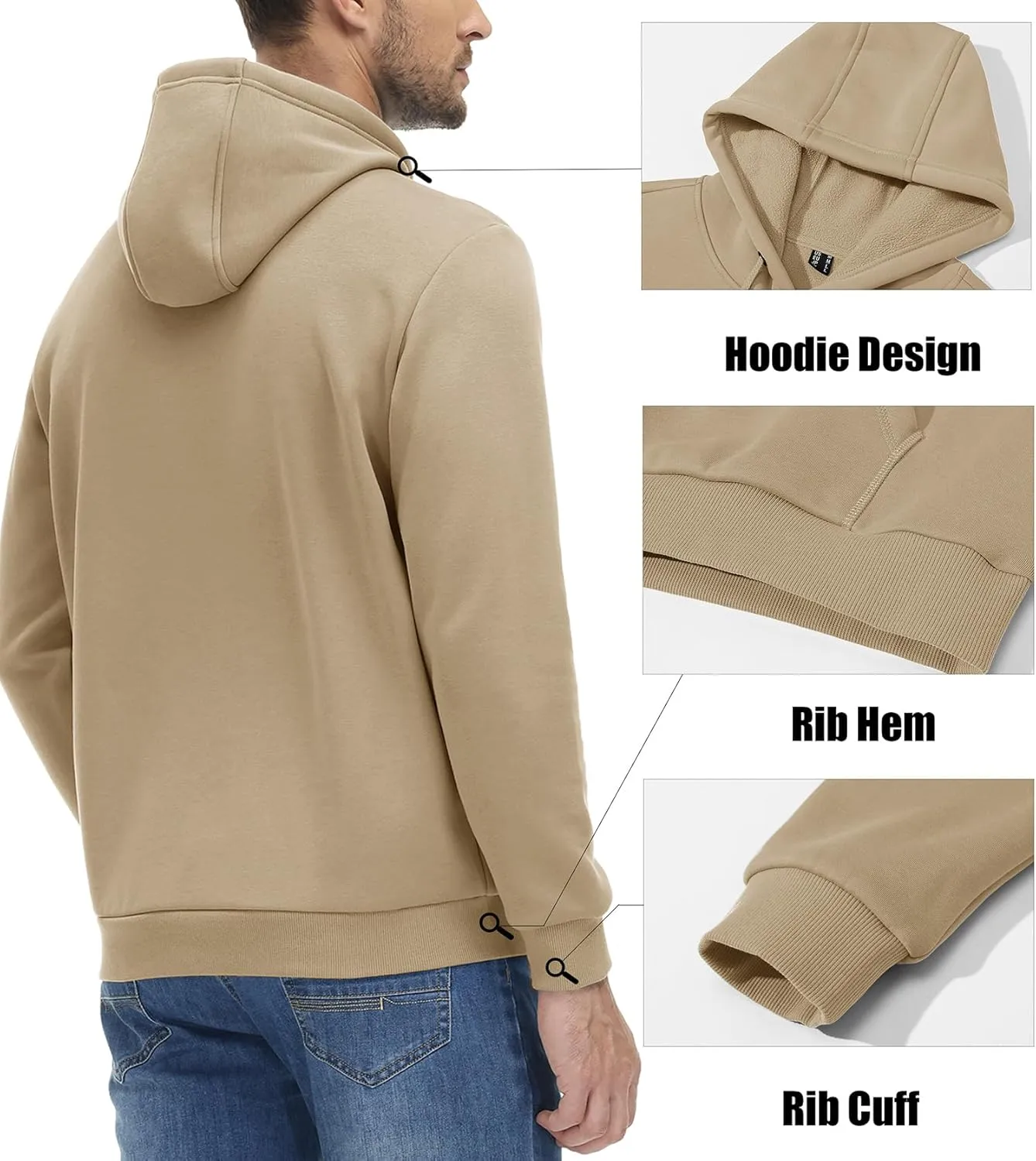MAGCOMSEN Men's Active Hoodies Fleece Lined Sweatshirts Casual Athletic Workout Pullover With Kangaroo Pocket