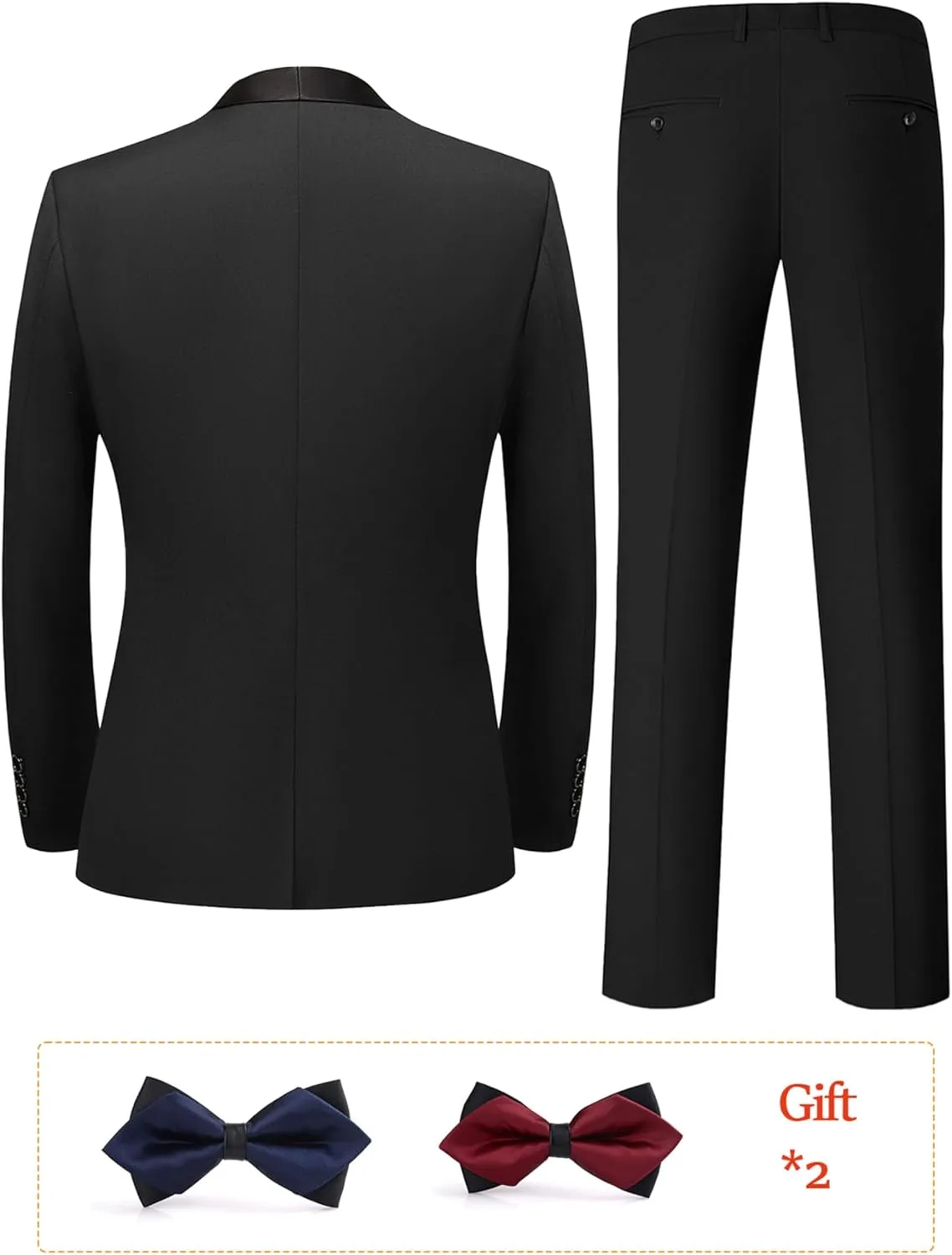 Men Suits Slim Fit 3 Pieces Sets Tuxedo Blazer Vest Pants Shawl Lapel Bow Ties for Prom Party Wedding Business Dinner