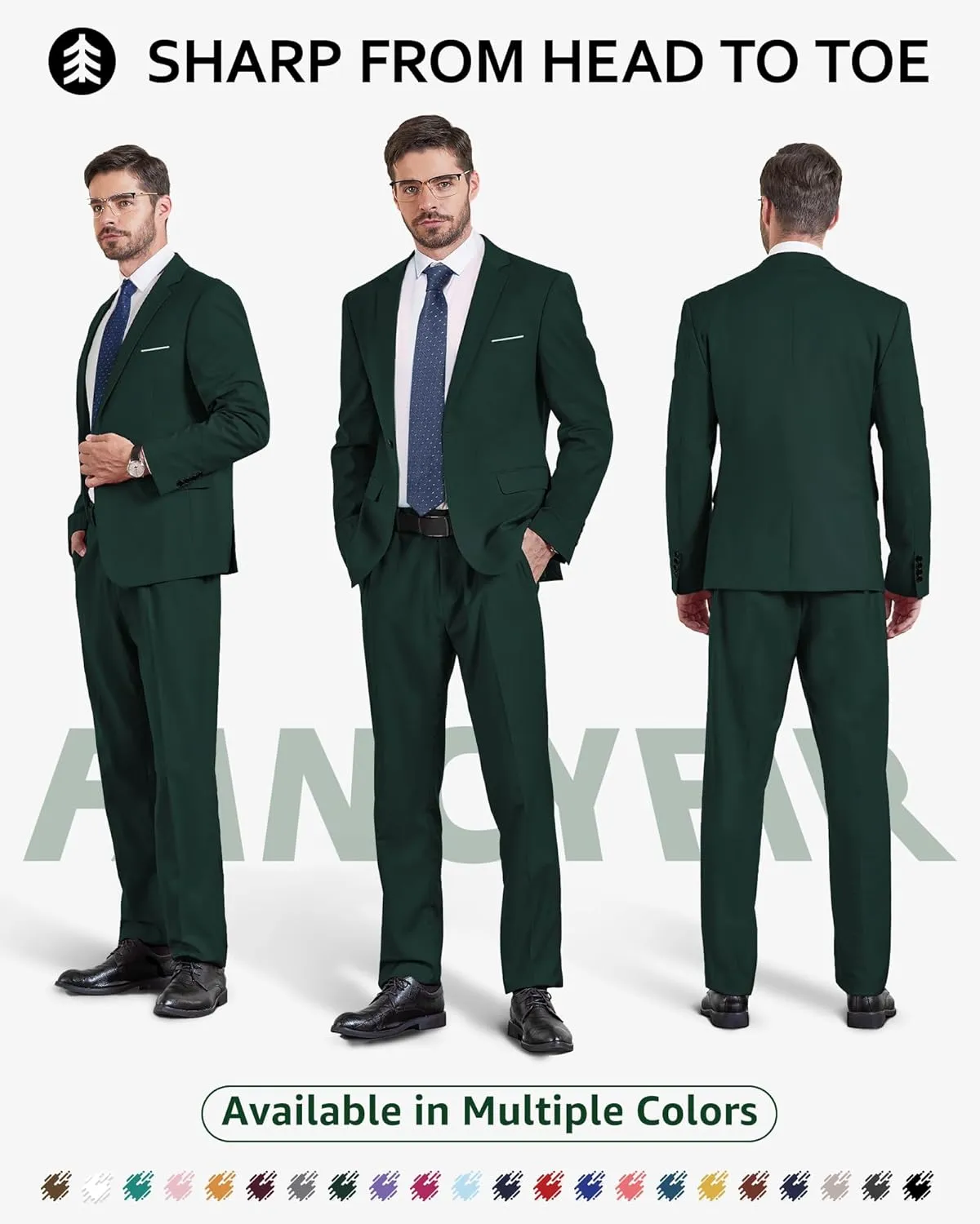 Men's 2 Pieces Slim Fit Suit Set, One Button Solid Jacket Pants for Party, Business, Wedding, Homecoming
