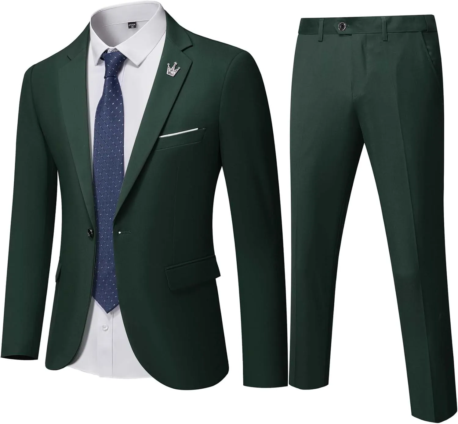 Men's 2 Pieces Slim Fit Suit Set, One Button Solid Jacket Pants for Party, Business, Wedding, Homecoming