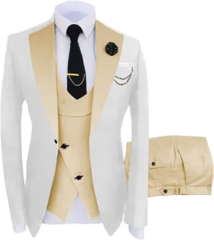 Men's 3 Pieces Suit Slim Fit Tuxedo Suit Formal Business Best Man Wedding Suit Jacket Pants Set